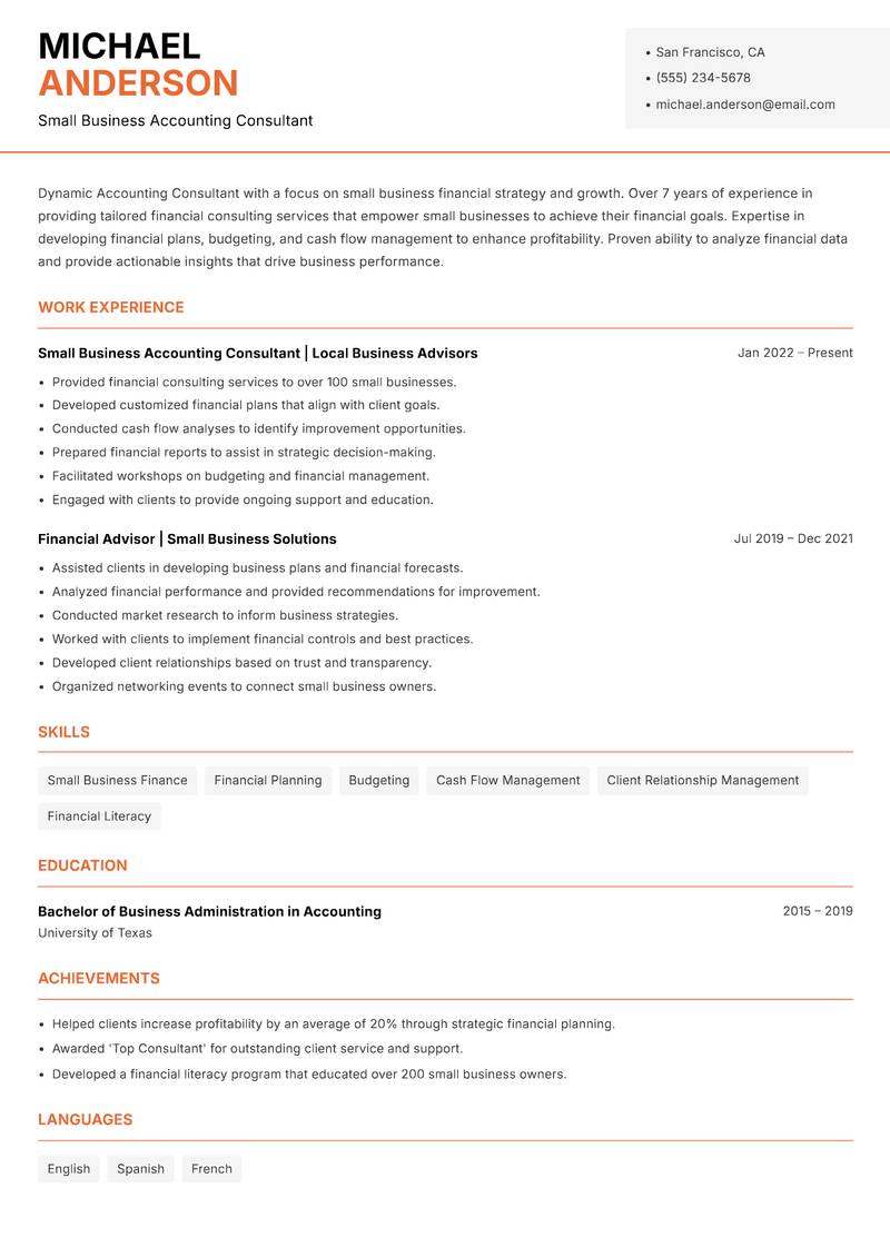 Accounting Consultant Resume Template