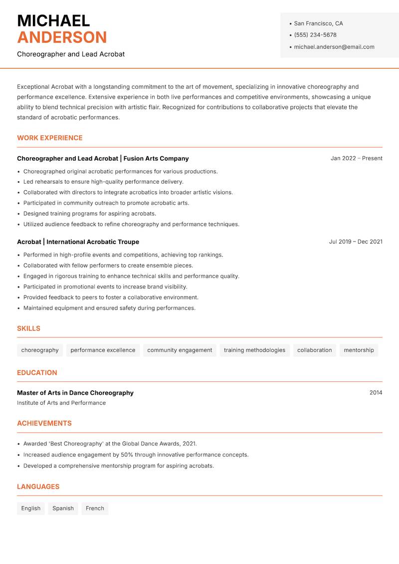 Acrobat Resume Template