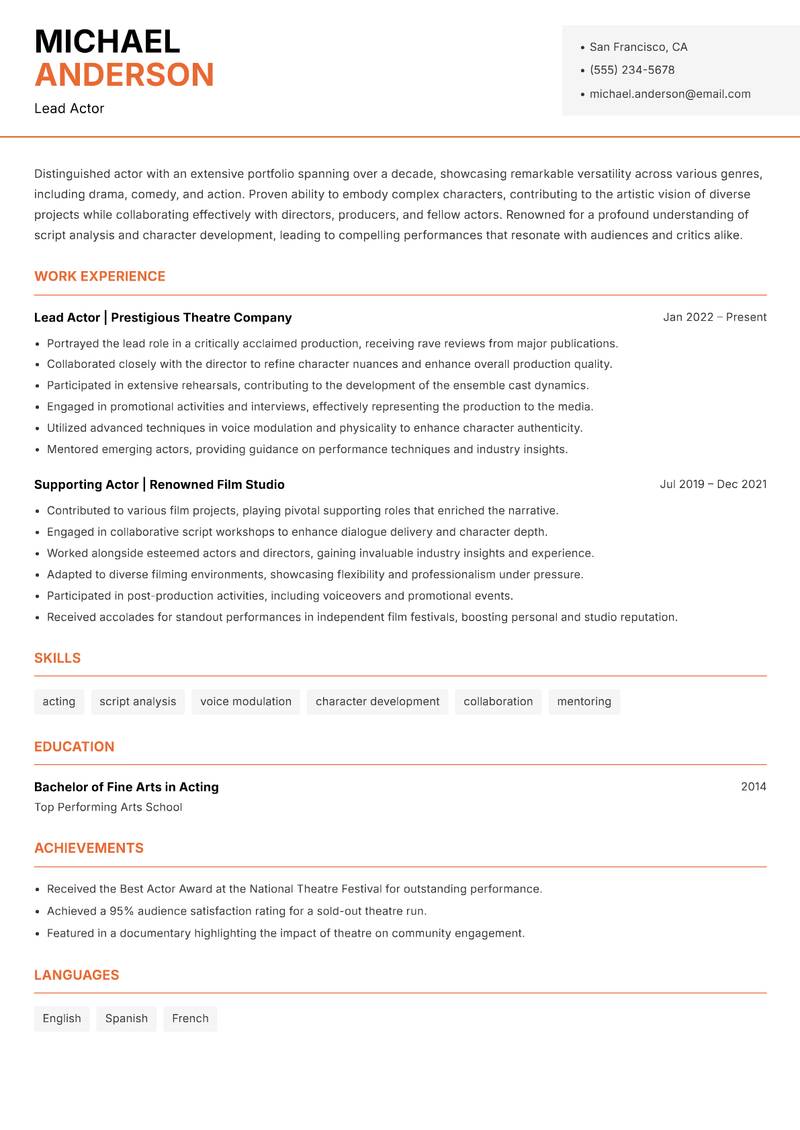 Actor Resume Template