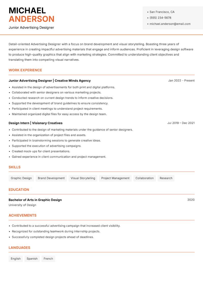 Advertising Designer Resume Template