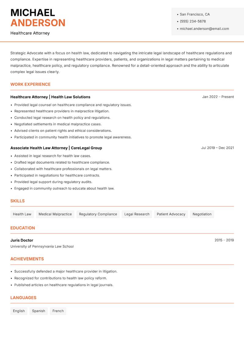 Advocate Resume Template