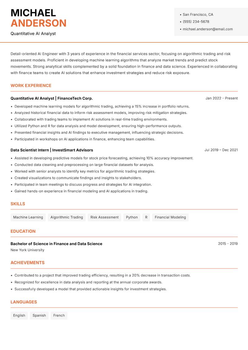 AI Engineer Resume Template