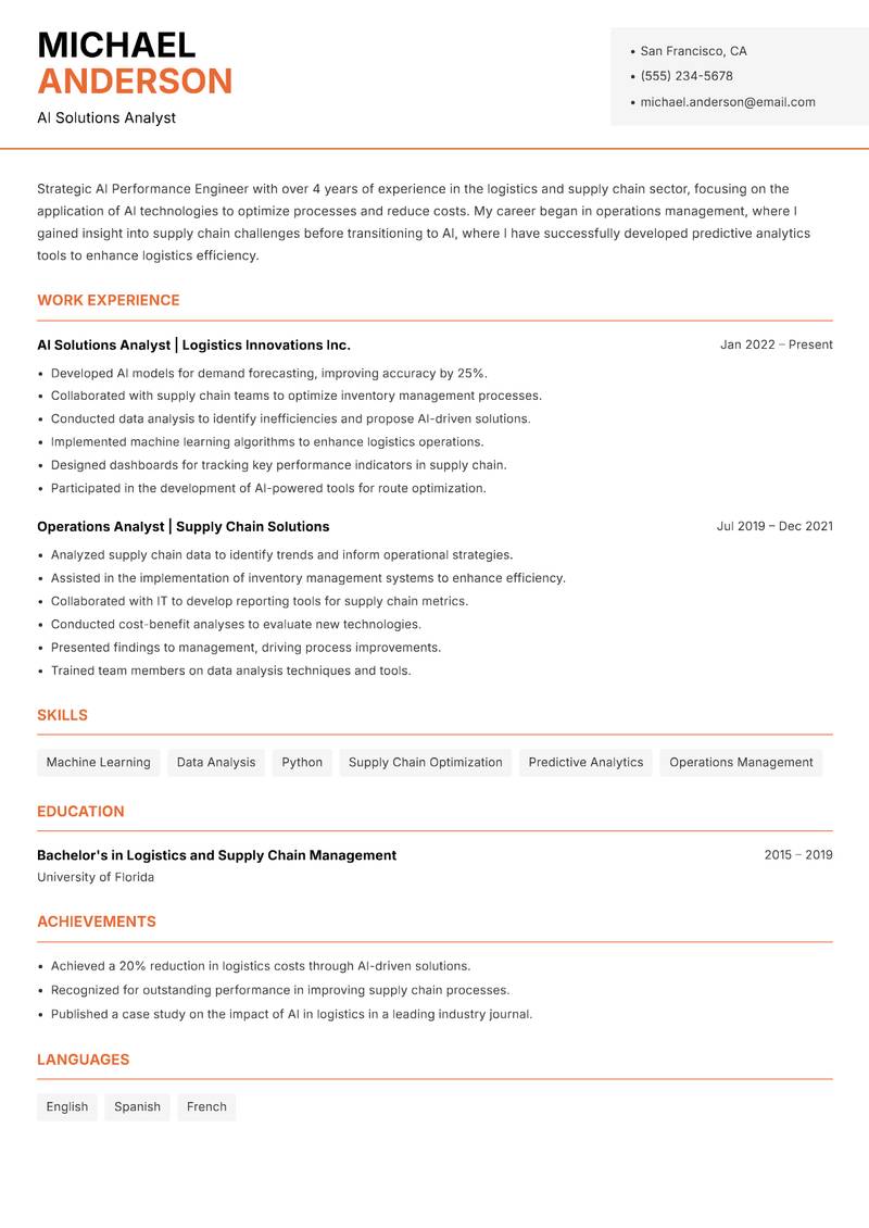 AI Performance Engineer Resume Template