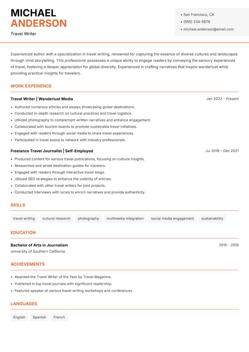 Author Resume Template
