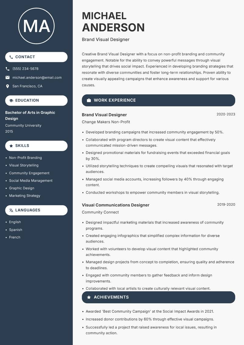 Brand Visual Designer Resume Preview Example