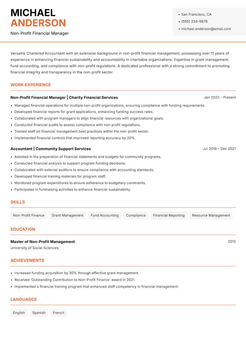 Chartered Accountant Resume Template