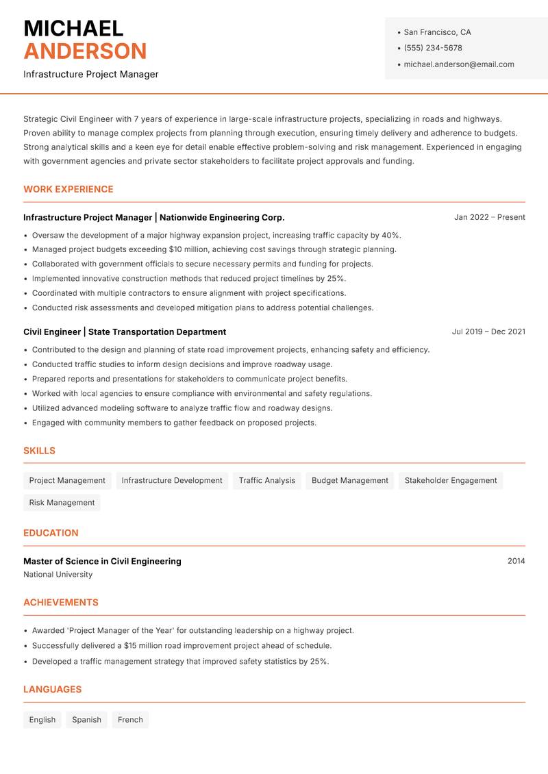 Civil Engineer Resume Template