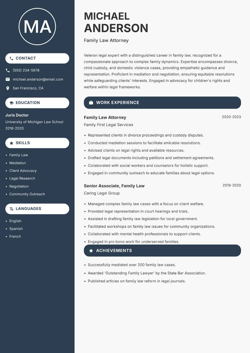 Company Law Tribunal Member Resume Preview Example