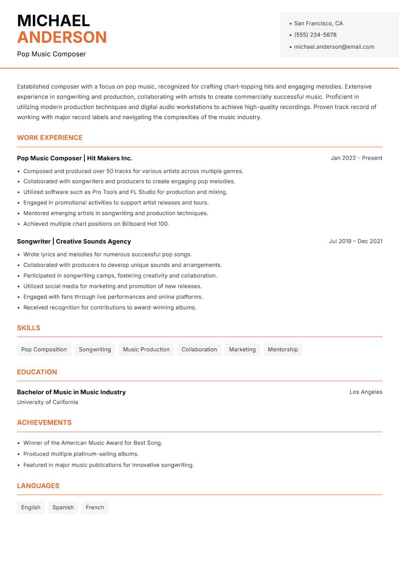 Composer Resume Template