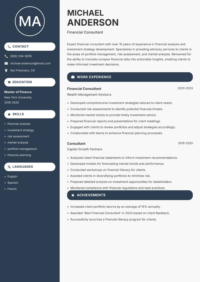 Consul Resume Preview Example