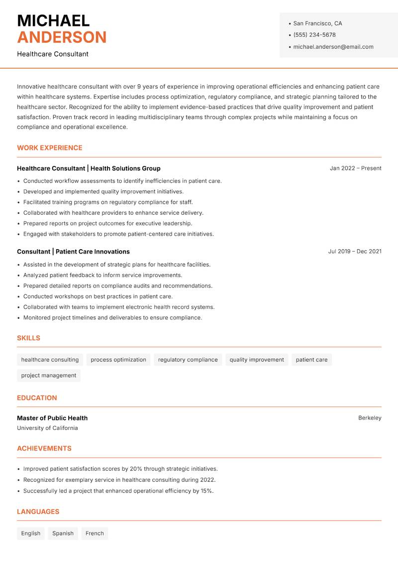 Consul Resume Template