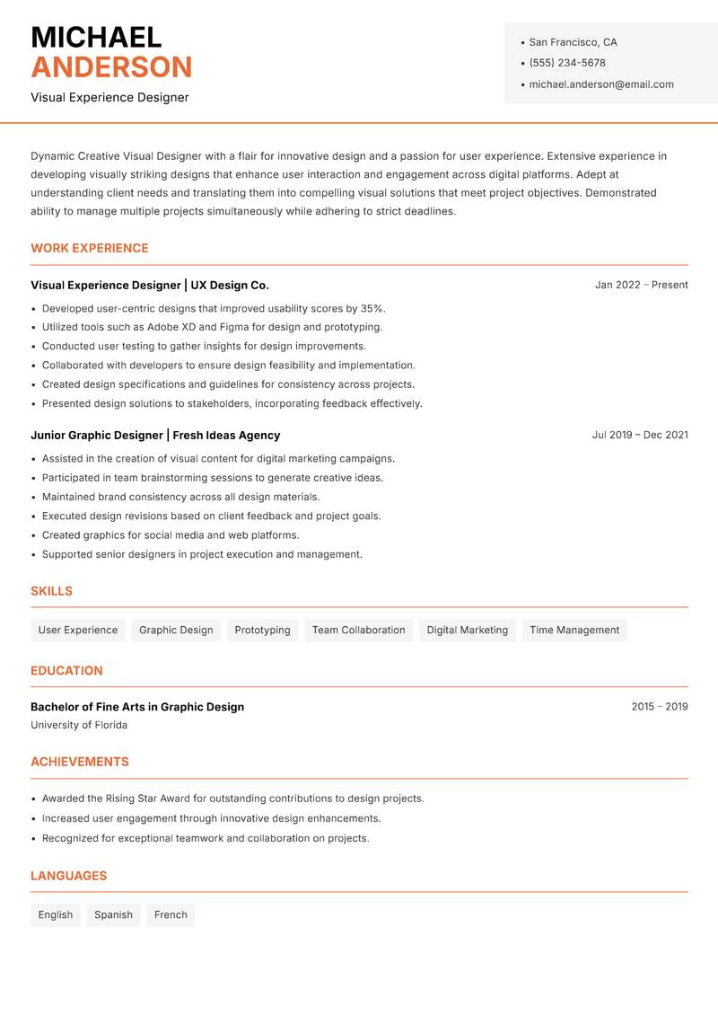 Creative Visual Designer Resume Template