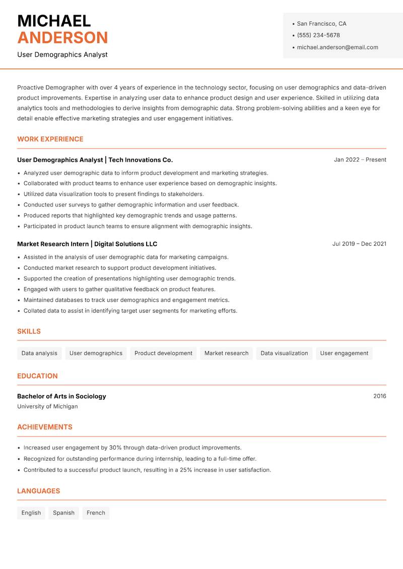 Demographer Resume Template