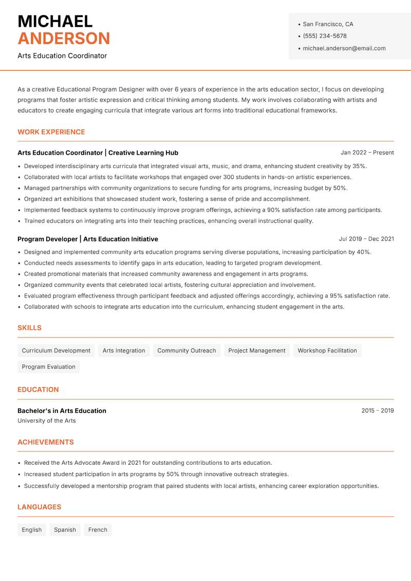 Educational Program Designer Resume Template