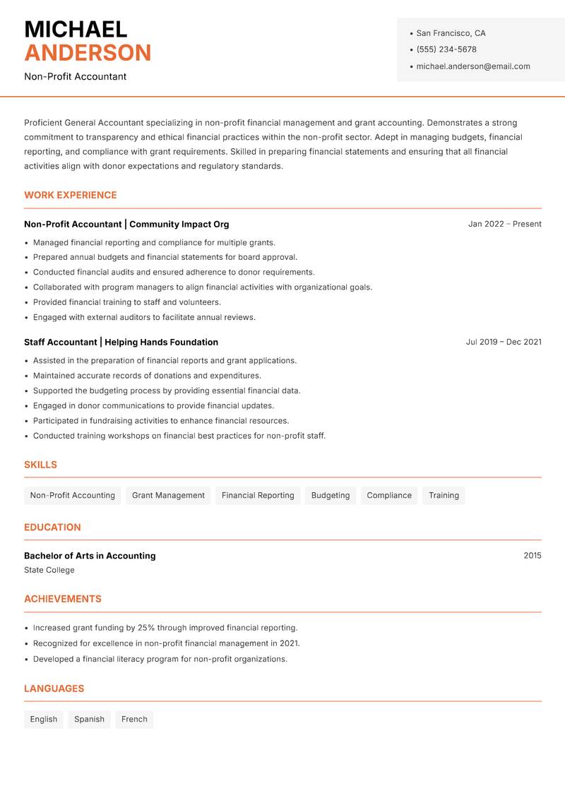 General Accountant Resume Template