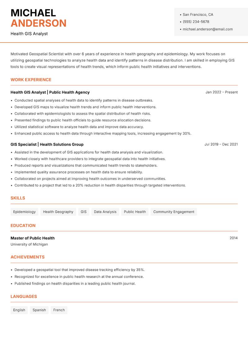 Geospatial Scientist Resume Template