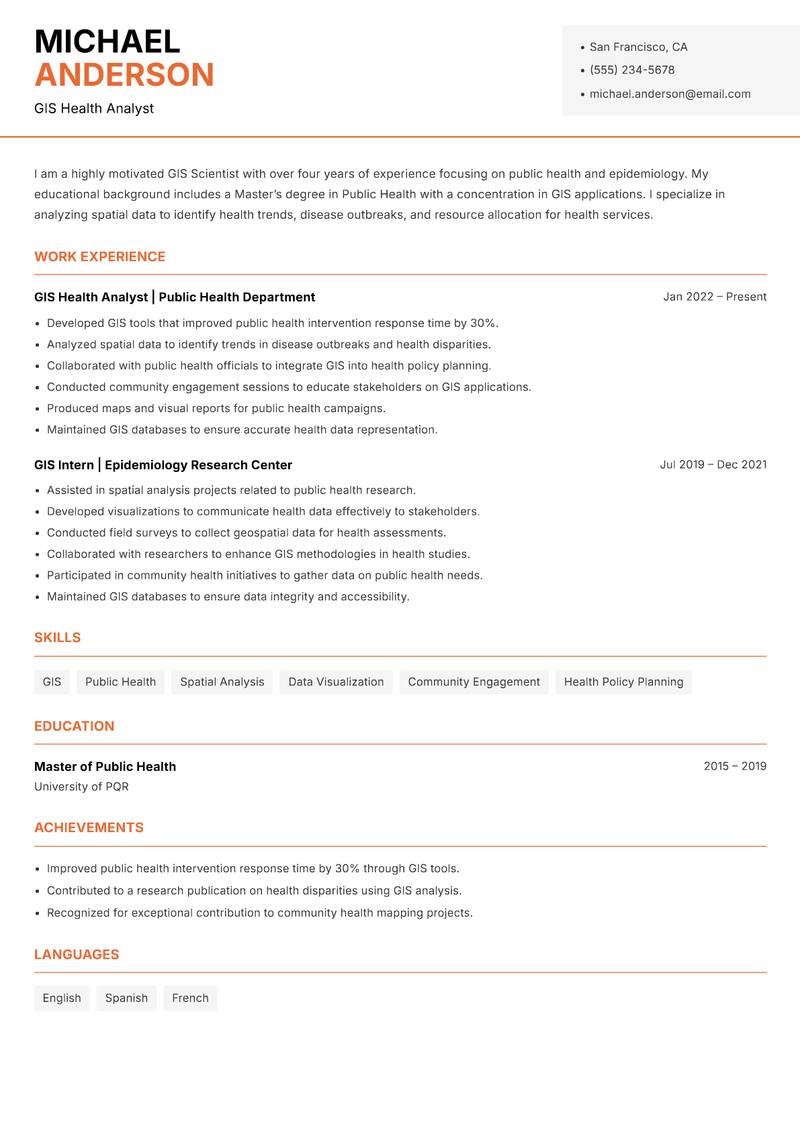 GIS Scientist Resume Template