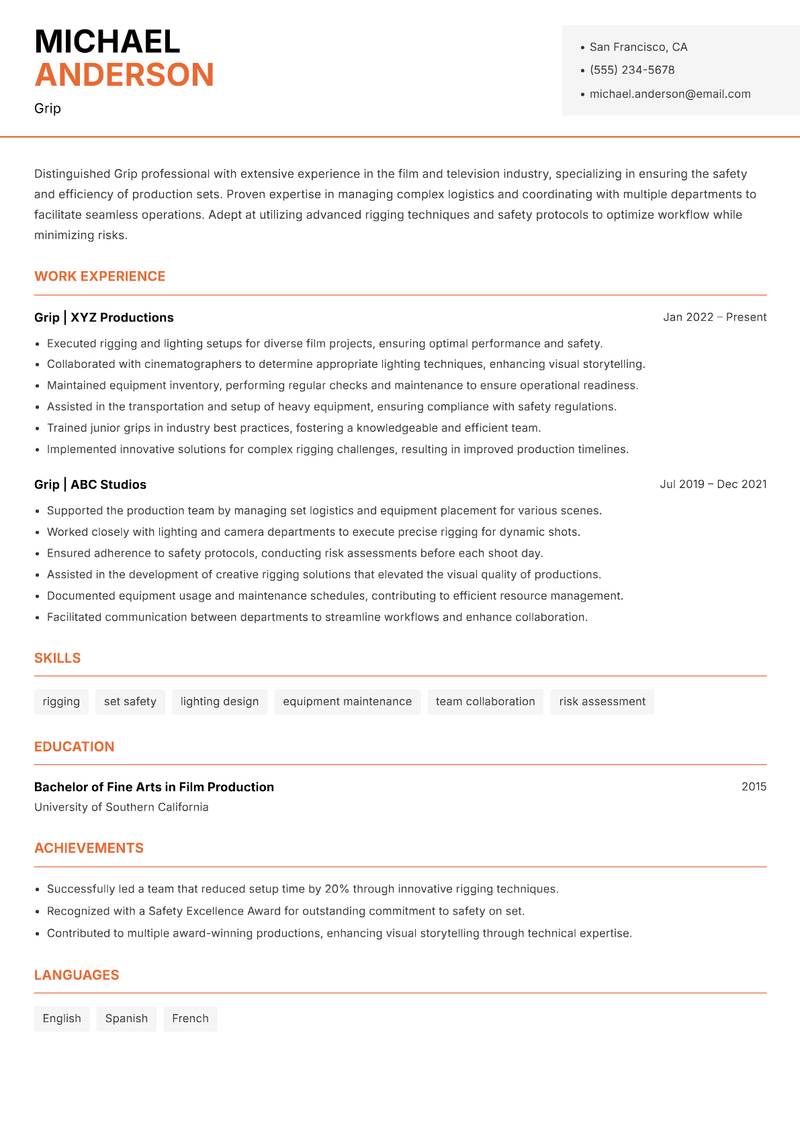 Grip Resume Template