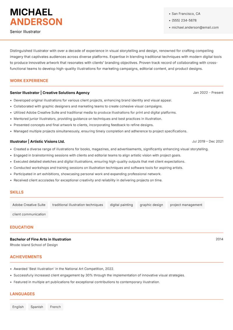 Illustrator Resume Template
