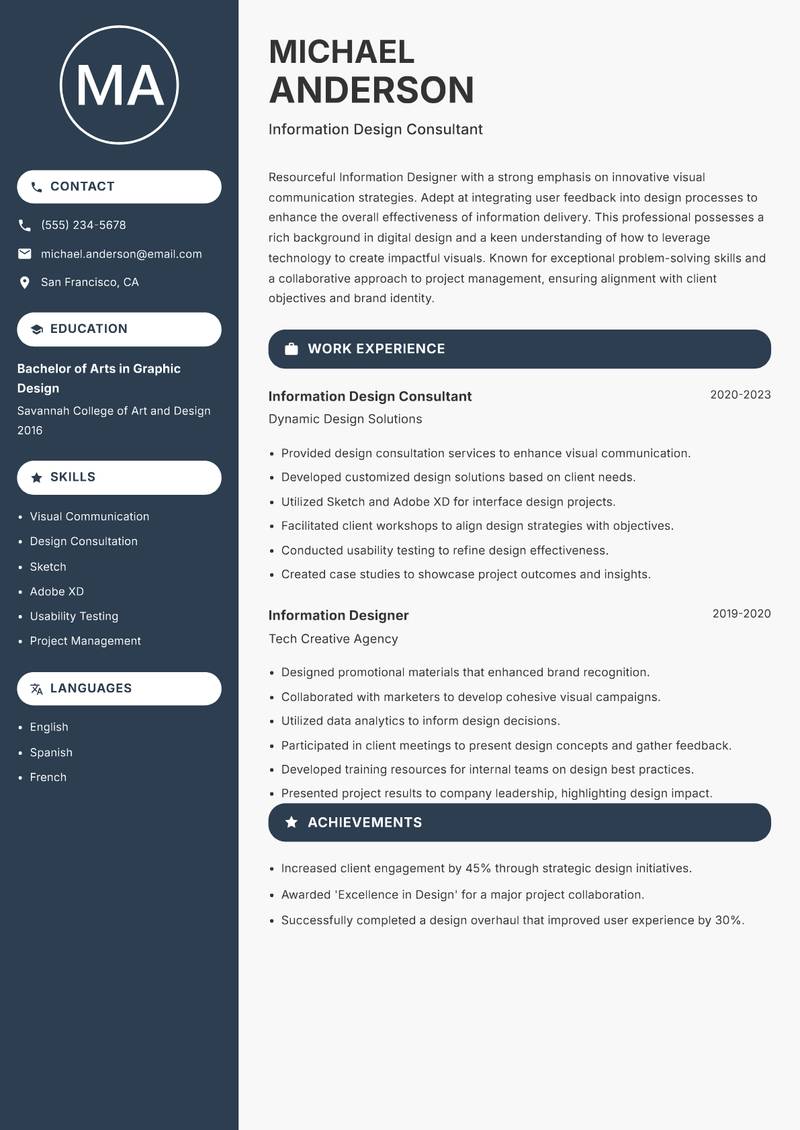 Information Designer Resume Preview Example
