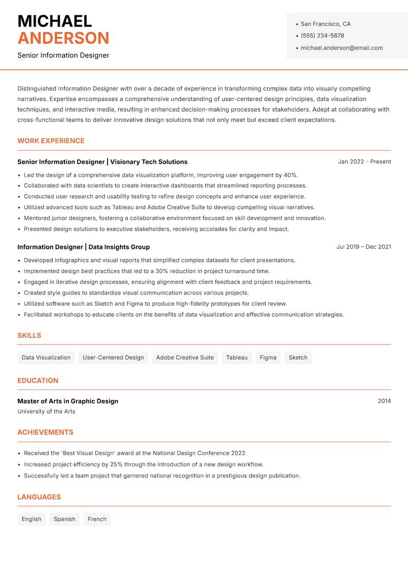 Information Designer Resume Template
