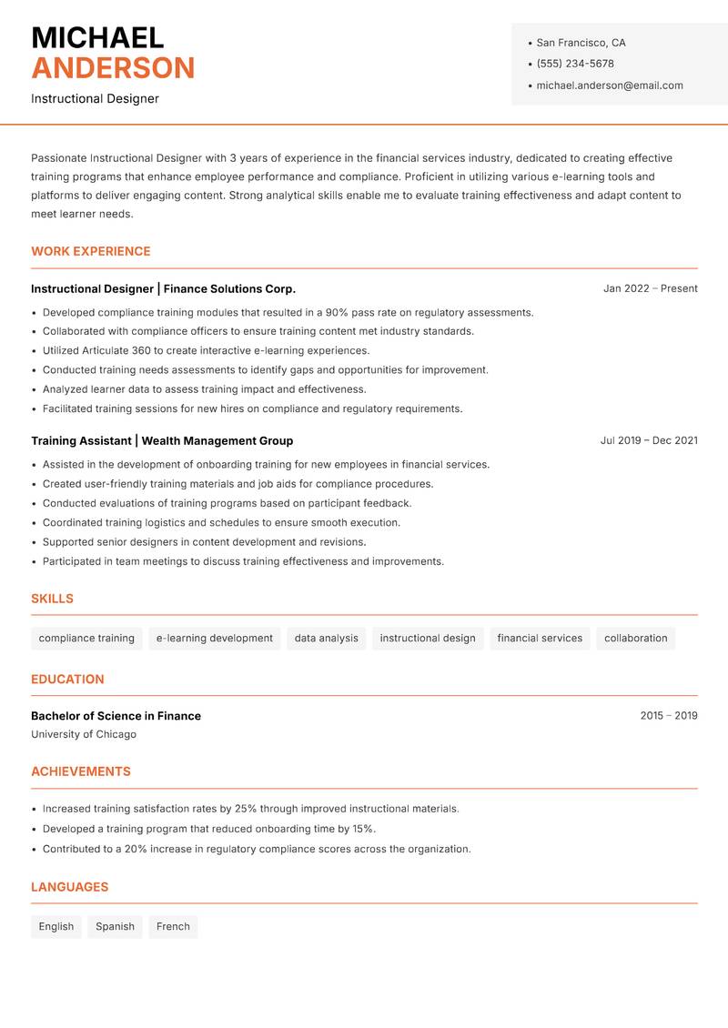 Instructional Designer Resume Template