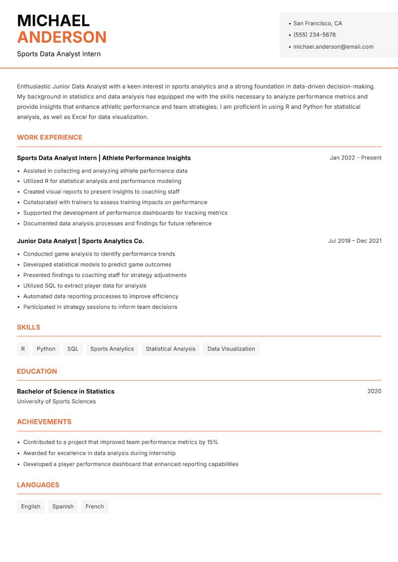 Junior Data Analyst Resume Template