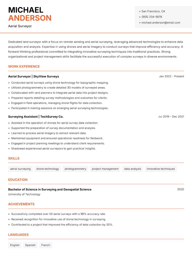 Land Surveyor Resume Template