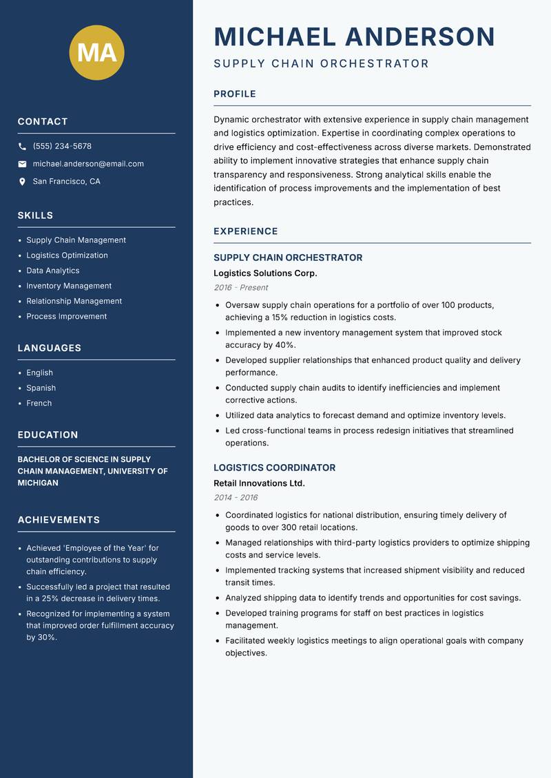 Orchestrator Resume Preview Example