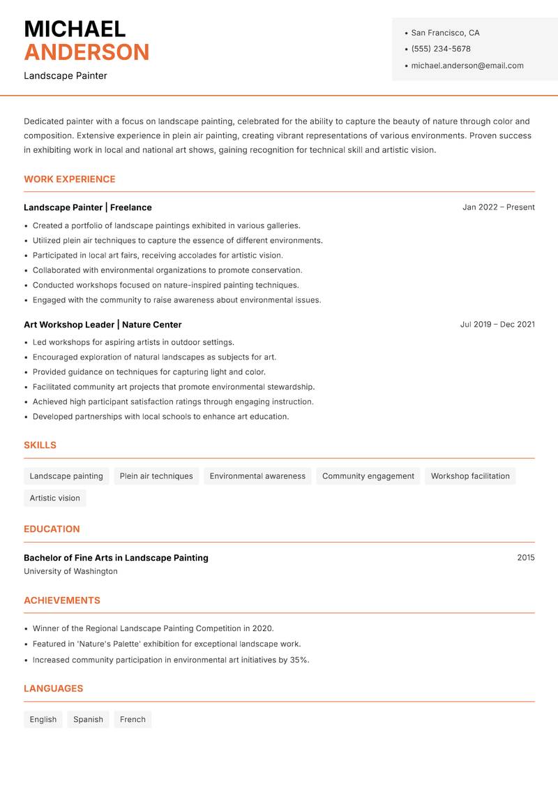 Painter Resume Template