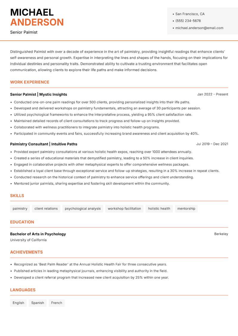 Palmist Resume Template