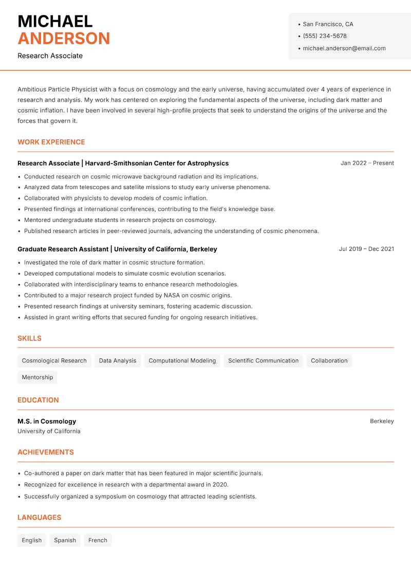 Particle Physicist Resume Template