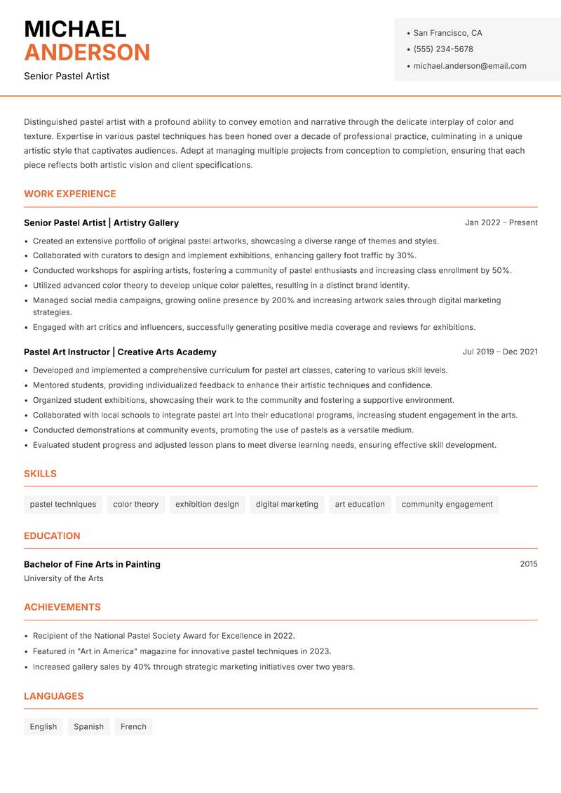 Pastel Artist Resume Template