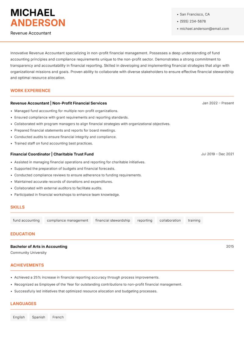 Revenue Accountant Resume Template