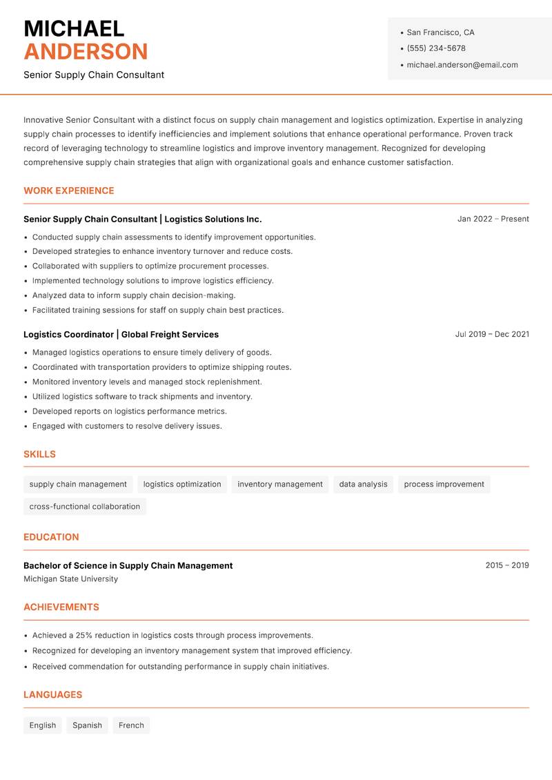 Senior Consultant Resume Template