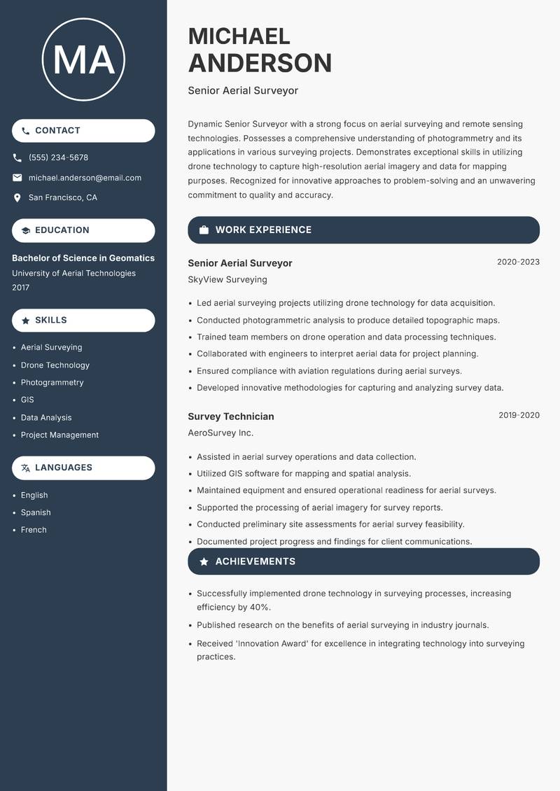 Senior Surveyor Resume Preview Example