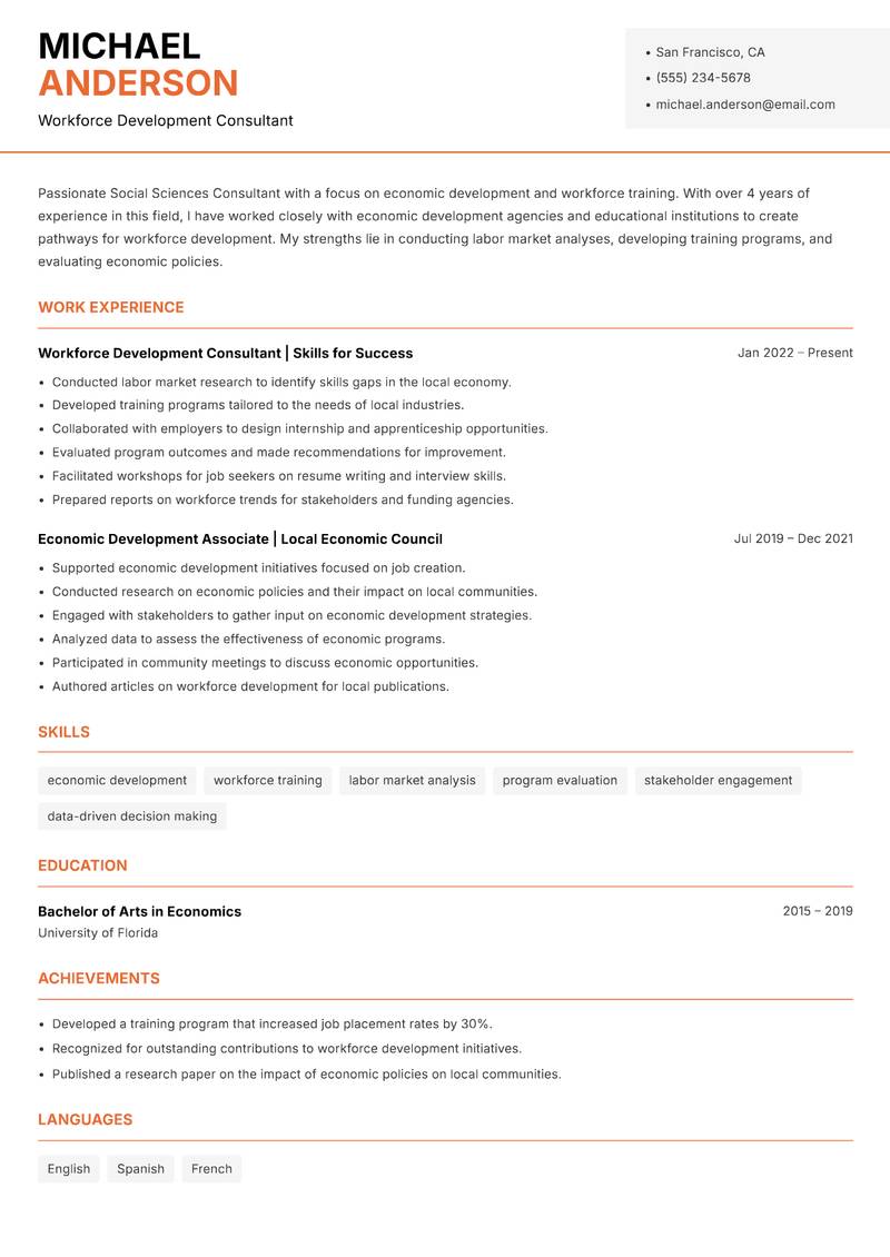 Social Sciences Consultant Resume Template
