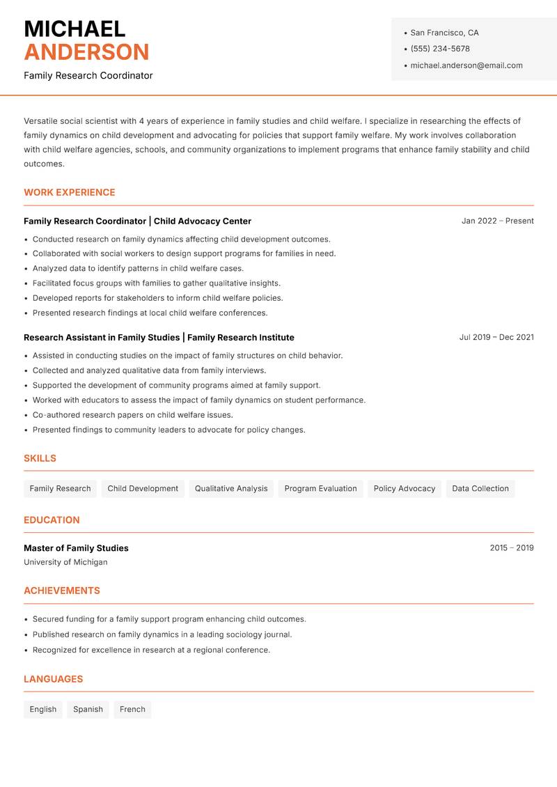 Social Scientist Resume Template