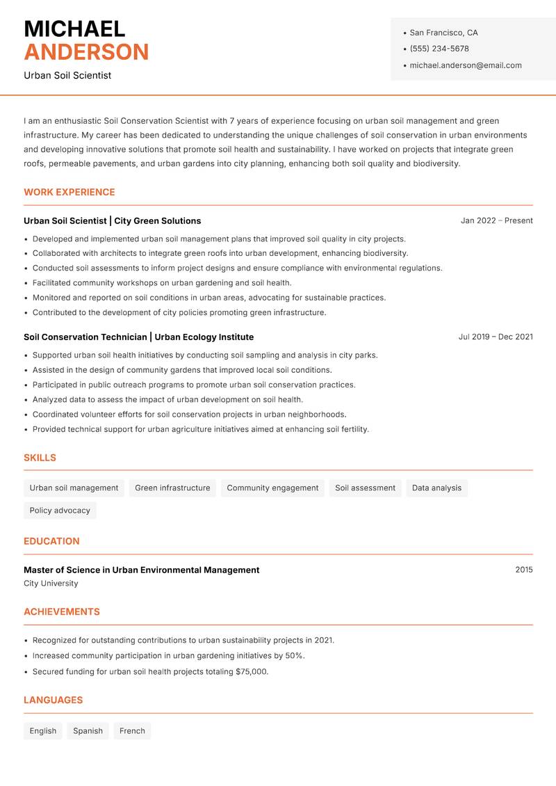 Soil Conservation Scientist Resume Template