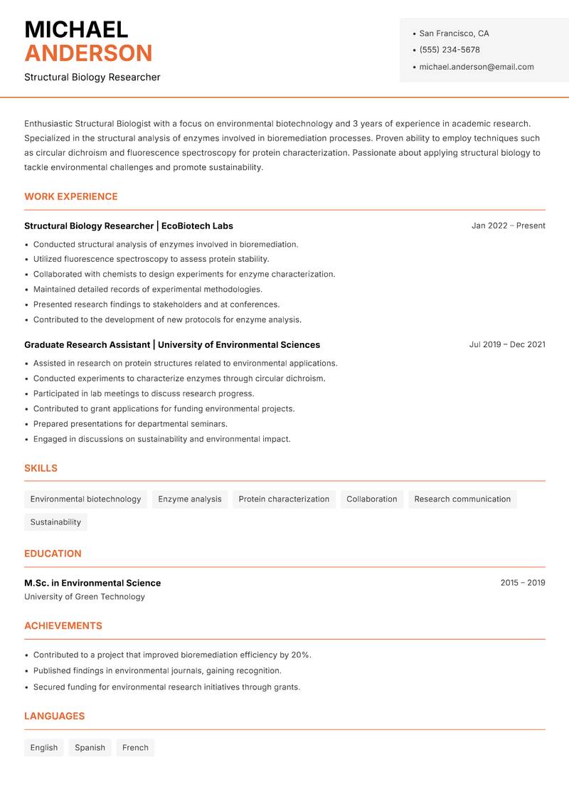 Structural Biologist Resume Template