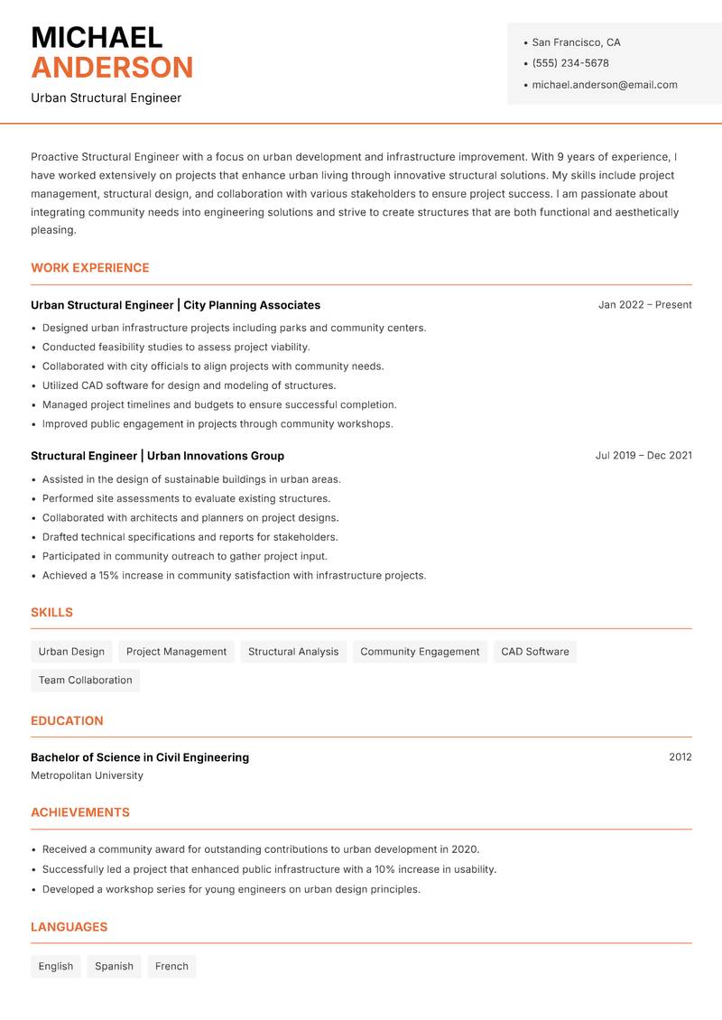 Structural Engineer Resume Template