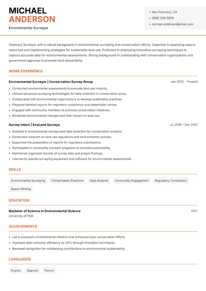 Surveyor Resume Template