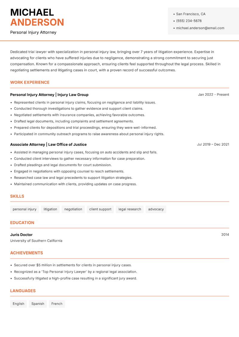 Trial Lawyer Resume Template