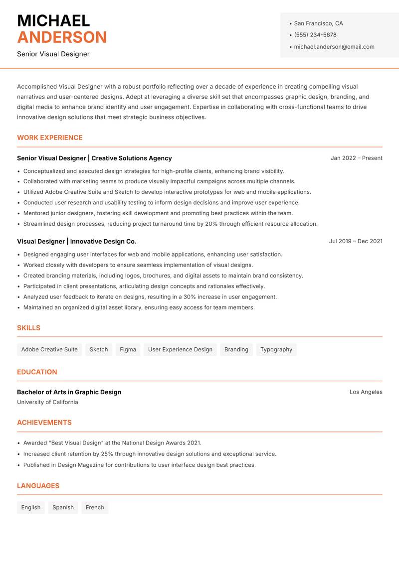 Visual Designer Resume Template