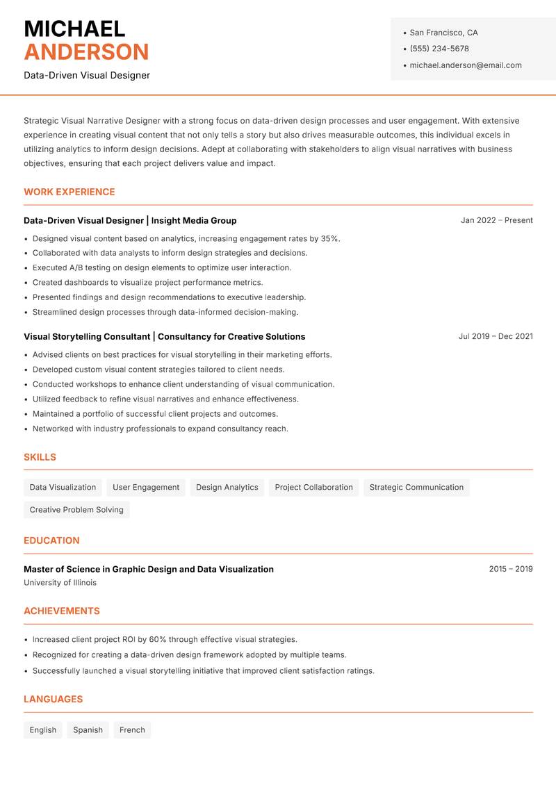 Visual Narrative Designer Resume Template