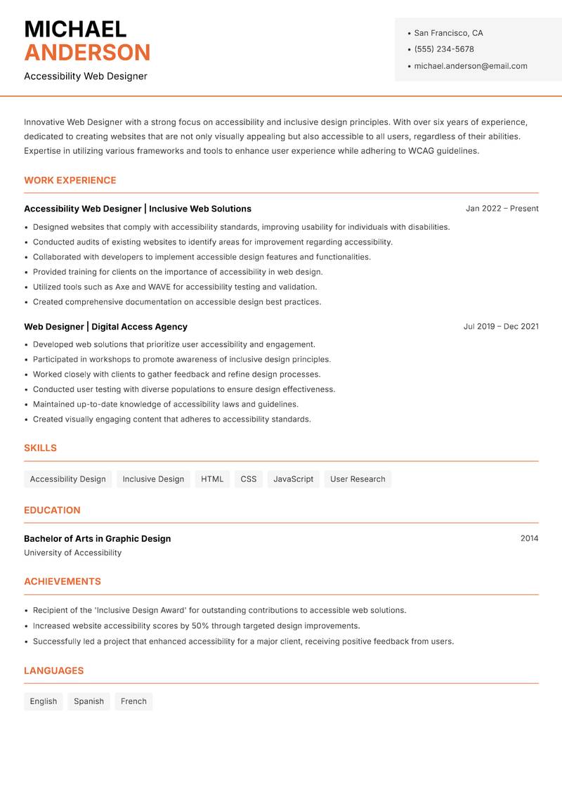 Web Designer Resume Template