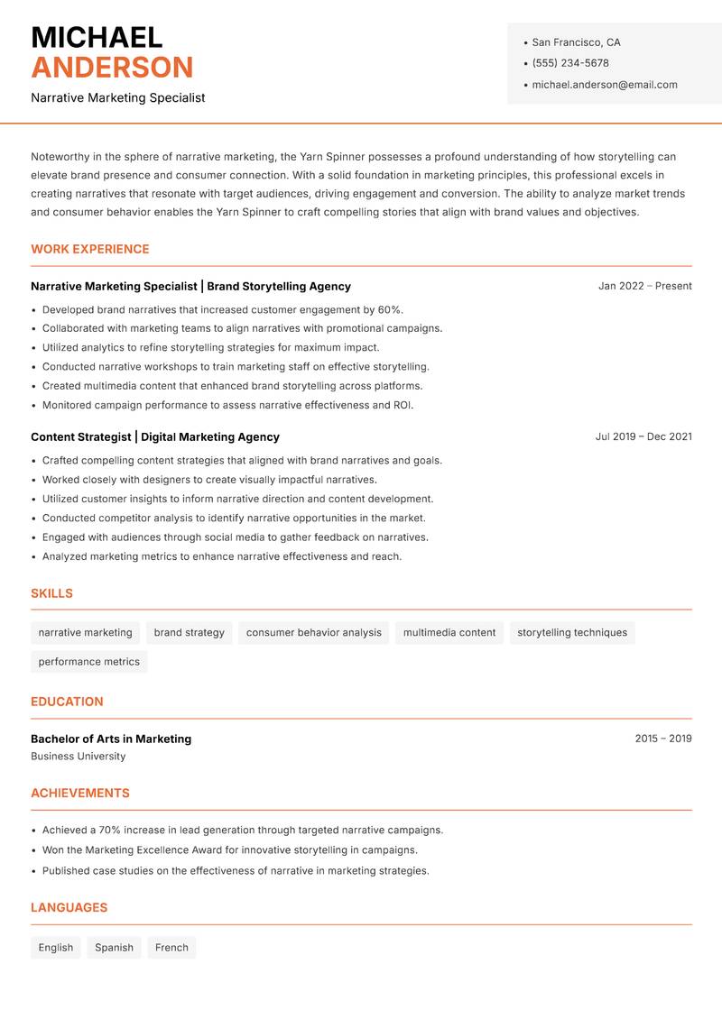 Yarn Spinner Resume Template