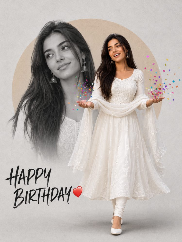 π Elegant Birthday Poster with Dual Portrait Design β AI image prompt example generated with this prompt