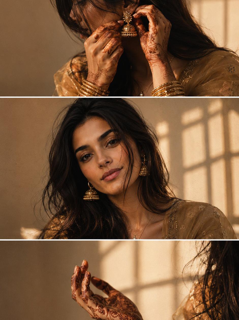Golden Mehndi Glow ✨🌿 — AI image prompt example