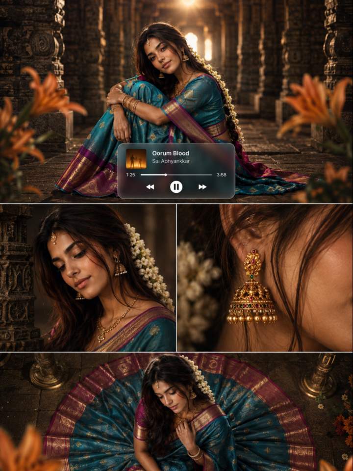 South Indian Temple Bridal Collage — AI image prompt example